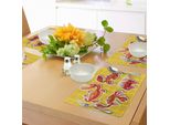 Tovagliette Abakuhaus Con Granchi, Adesivi Con Illustrazione Di Quattro Diversi Granchi In Stile Caricaturale, Decorazioni Da Tavola In Tessuto Resistente Ai Colori Per La Sala Da Pranzo E La Cucina, Marrone, Giallo E Arancione.
