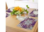 Abakuhaus Tovagliette Malva, Espositore Vintage Orientale Marocchino Mediorientale Con Petali Floreali E Dettagli Artistici, Tiscjdeco In Tessuto Resistente Al Lavaggio Per Sala Da Pranzo E Cucina, Viola