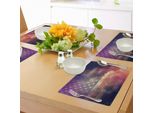 Abakuhaus Tovagliette Con Bandiera Americana, Esposizione Usa National Outer Space Notte Nuvolosa, Universo Libero Cosmos Display, Tiscjdeco In Tessuto Resistente Al Colore Per La Sala Da Pranzo E La Cucina, Multicolore