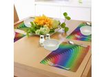 Abakuhaus Tovagliette Colorate, Onde Psichedeliche Di Colore, Stile Futuristico, Grafica Radiant Blush, Tiscjdeco In Tessuto Resistente Al Colore Per La Sala Da Pranzo E La Cucina, Multicolore