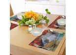 Tovagliette Abakuhaus Con Motivo Cascata, Paesaggio Lacustre Circondato Da Foglie Autunnali Su Alberi In Stagione, Tiscjdeco In Tessuto Resistente Al Lavaggio Per Sala Da Pranzo E Cucina, Arancione, Bianco E Blu