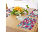 Abakuhaus Tovagliette Moderne, Motivo Astratto Con Pois, Quadrati E Linee A Zig Zag, Stampa Urban Art, Tiscjdeco In Tessuto Resistente Al Lavaggio Per Sala Da Pranzo E Cucina, Multicolore