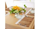 Abakuhaus Tovagliette Per Terreni Agricoli, Bordo Triangolare, Strisce Di Legno, Rivestimento In Legno, Utensili, Immagine Artistica, Tiscjdeco In Tessuto Resistente Al Colore Per La Sala Da Pranzo E La Cucina, Bianco Marrone