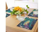 Tovagliette Fantasia Abakuhaus, Meduse Giganti E Subacquei Nel Mare Stampa Artistica Subacquea, Decorazione Da Tavolo In Tessuto Resistente Al Lavaggio Per Sala Da Pranzo E Cucina, Viola Verde Acqua