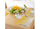 Tovagliette Abakuhaus, Ispirate Al Tema Dell'amore Estivo Sulla Spiaggia, Per Gli Amanti Del Giallo Design Moderno In Stile Ombre, Tiscjdeco In Tessuto Resistente Al Lavaggio Per La Sala Da Pranzo E La Cucina, Giallo Chiaro