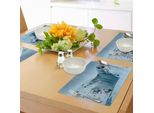 Tovagliette Abakuhaus Cascata, Cascata Ghiacciata Paesaggio Celestiale Con Montagne Ricoperte Di Neve Art, Tiscjdeco In Tessuto Resistente Al Colore Per La Sala Da Pranzo E La Cucina, Blu Petrolio
