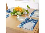 Abakuhaus Tovagliette Astratte, Motivo Geometrico Moderno Cerchiato Con Grafica Su Sfondo Bianco, Tiscjdeco In Tessuto Resistente Al Lavaggio Per La Sala Da Pranzo E La Cucina, Blu Scuro, Bianco E Blu