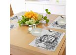 Tovagliette Abakuhaus Con Tatuaggi, Disegno A Matita, Tema Romantico, Clessidra Simbolo Dell'amore Eterno Con Stampa Di Rose, Tiscjdeco In Tessuto Resistente Al Lavaggio Per La Sala Da Pranzo E La Cucina, Bianco E Nero
