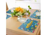 Abakuhaus Tovagliette Sottovaso Giallo Sottomarino, Barriera Corallina Con Pesci Colorati - Vita Oceanica - Creature Marine - Bambino Tropicale, Tiscjdeco In Tessuto Resistente Al Lavaggio Per Sala Da Pranzo E Cucina, Giallo Rosa Blu