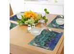 Abakuhaus Tovagliette Psichedeliche, Insolito Fungo Fluorescente Maculato Raffigura Fantasiosi Motivi Grafici, Tovaglietta Decorativa In Tessuto Resistente Ai Colori Per La Sala Da Pranzo E La Cucina, Blu Viola