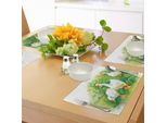 Tovagliette Abakuhaus Con Anatra Da Bagno, Oca Nella Fattoria, Lago, Piante, Erba, Canne, Fiori, Stagno, Animali, Oche, Piume, Tiscjdeco In Tessuto Resistente Al Lavaggio Per La Sala Da Pranzo E La Cucina, Bianco E Verde