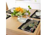 Abakuhaus Tovagliette Psichedeliche, Figura Pop Art Camaleonte Con Elementi Grafici Originali Rettiliani, Tiscjdeco In Tessuto Resistente Al Lavaggio Per Sala Da Pranzo E Cucina, Multicolore
