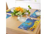 Abakuhaus Tovagliette Sottovaso Giallo Sottomarino, Bambini Del Mare - Pesci Colorati Meduse Sottomarine Cavallucci Marini Conchiglie Stelle Marine, Tiscjdeco In Tessuto Resistente Al Lavaggio Per La Sala Da Pranzo E La Cucina, Giallo Blu