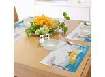 Abakuhaus Tovagliette Sottovaso Giallo Sottomarino, Sottomarino Sul Mare Increspato E Nuvole Nel Cielo Stampa Immagine, Tiscjdeco In Tessuto Resistente Al Lavaggio Per Sala Da Pranzo E Cucina, Senape E Blu