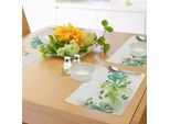 Abakuhaus Tovagliette Astratte, Motivi Floreali Con Tocchi Acquerellati Ispirati A Dettagli Artistici Moderni, Tiscjdeco In Tessuto Resistente Al Lavaggio Per Sala Da Pranzo E Cucina, Giallo, Verde E Blu