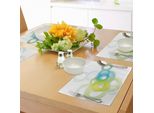 Abakuhaus Tovagliette Astratte, Design Moderno E Accattivante Con Stampa Artistica A Cerchi Ombreggiati Grandi E Piccoli, Decorazione Da Tavola In Tessuto Resistente Al Lavaggio Per La Sala Da Pranzo E La Cucina, Giallo, Bianco E Blu