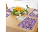 Abakuhaus Tovagliette Malva, Motivo Geometrico A Cerchi Con Linee Interne E Palline Digital Graphic, Tiscjdeco In Tessuto Resistente Al Lavaggio Per Sala Da Pranzo E Cucina, Viola