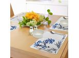 Tovagliette Orientali Abakuhaus, Acquerelli Con Motivi Floreali Orientali, Effetto Pennellata, Opera D'arte Disegnata A Mano, Tiscjdeco In Tessuto Resistente Al Colore Per La Sala Da Pranzo E La Cucina, Blu Grigio