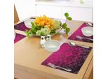 Tovagliette Abakuhaus Magenta, Motivi Decorativi In Mosaico Classico In Stile Vittoriano Dal Design Nostalgico, Tiscjdeco In Tessuto Resistente Al Lavaggio Per La Sala Da Pranzo E La Cucina.