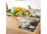 Tovagliette Abakuhaus Spa, Pietre Calde Zen Per Massaggi Con Candele All'orchidea E Meravigliosi Rimedi Naturali, Tovagliette Decorative In Tessuto Resistente Al Lavaggio Per La Sala Da Pranzo E La Cucina, Bianco, Nero E Verde.
