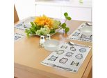 Tovagliette Abakuhaus, Una Collezione Di Orologi In Stile Vintage E Orologi Doodled Illustrati A Mano, Tiscjdeco In Tessuto Resistente Ai Colori Per La Sala Da Pranzo E La Cucina, Bianco E Nero
