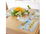 Abakuhaus Tovagliette Sottovaso Giallo Sottomarino, Cielo Blu Con Palloncini Colorati Gabbiani Nuvole Asilo Bambini Uccelli Arte, Tiscjdeco In Tessuto Resistente Al Lavaggio Per Sala Da Pranzo E Cucina, Multicolore