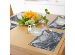 Abakuhaus Tovagliette Psichedeliche, Colore Surreale Con Ali E Spirale Temporale Nella Nuvola Con Immagine Circolare Di Geometria Sacra, Tiscjdeco In Tessuto Resistente Al Colore Per La Sala Da Pranzo E La Cucina, Grigio