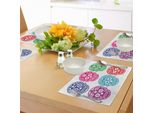 Abakuhaus Tovagliette Del Giorno Dei Morti, Zucchero Messicano Orientale Con Teschi Per I Giorni Di Festa, Decorazioni Da Tavola In Tessuto Resistente Ai Colori Per La Sala Da Pranzo E La Cucina, Turchese, Fucsia, Viola, Indaco.