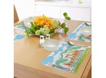 Tovagliette Abakuhaus Con Motivo Di Locomotiva A Vapore, Stampa Colorata Con Motivo Retrò Di Un Vecchio Treno Di Campagna, Caricatura Vintage, Tessuto Resistente Al Lavaggio Per Decorare La Sala Da Pranzo E La Cucina, Arancione, Verde, Blu
