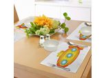 Abakuhaus Tovagliette Sottovaso Giallo Sottomarino, Tema Marino Un Sottomarino Su Sfondo Bianco Con Stampa Illustrativa, Decorazione Da Tavola In Tessuto Resistente Al Lavaggio Per La Sala Da Pranzo E La Cucina, Arancione E Giallo