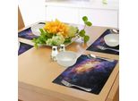 Tovagliette Abakuhaus Galaxis, Nebbia, Nube Di Gas Nello Spazio, Polvere, Via Lattea Nell'atmosfera, Universo, Stampa, Tiscjdeco In Tessuto Resistente Al Colore Per La Sala Da Pranzo E La Cucina, Viola, Giallo E Nero