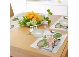 Tovagliette Abakuhaus Con Paperelle Da Bagno, Paperelle Mandarino Nel Laghetto Con Fiori Di Loto E Ninfea Dipinti Ad Acqua, Decorazioni Da Tavola In Tessuto Resistente Al Lavaggio Per La Sala Da Pranzo E La Cucina, Bianco, Verde E Rosa