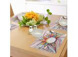 Abakuhaus Tovagliette Astratte, Disegno Floreale Ondulato E Fumoso Con Arcobaleno, Strisce E Linee Stampate, Tiscjdeco In Tessuto Resistente Al Lavaggio Per Sala Da Pranzo E Cucina, Multicolore
