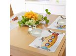 Abakuhaus Tovagliette Sottovaso Giallo Sottomarino, Disegno A Tema Marino In Stile Cartone Animato Con Illustrazione Di Una Stampa Subacquea, Decorazione Da Tavola In Tessuto Resistente Al Lavaggio Per Sala Da Pranzo E Cucina, Arancione E Giallo