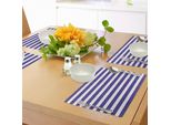 Abakuhaus Tovagliette A Righe, Stile Marinaro Blu Navy E Bianco Tema Marinaro Motivo Geometrico Stampa Artistica, Tiscjdeco In Tessuto Resistente Al Lavaggio Per Sala Da Pranzo E Cucina, Viola