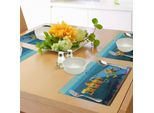Abakuhaus Tovagliette Sottovaso Giallo Sottomarino, Un Sottomarino E Un Subacqueo Che Salta, Stampa Con Illustrazione Di Delfini, Tiscjdeco In Tessuto Resistente Ai Colori Per La Sala Da Pranzo E La Cucina, Blu Petrolio E Zenzero