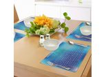Abakuhaus Tovagliette Scientifiche, Tavola Periodica Degli Elementi Chimici - Immagine Moderna Con Sfondo Blu Accattivante - Arte, Tiscjdeco In Tessuto Resistente Al Lavaggio Per La Sala Da Pranzo E La Cucina, Azzurro E Acquamarina