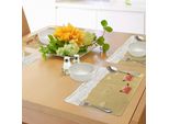 Tovagliette Abakuhaus Con Granchi, Divertente Motivo Estivo Con Graziosi Granchi Sulla Spiaggia, Tema Vacanze, Decorazione Da Tavola In Tessuto Resistente Ai Colori Per La Sala Da Pranzo E La Cucina, Marrone Sabbia E Bianco.