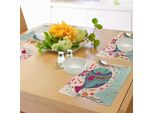 Tovagliette Abakuhaus Wal, Ornamenti Colorati, Grande Balena Con Onde E Cuori Stampati, Tiscjdeco In Tessuto Resistente Al Lavaggio Per La Sala Da Pranzo E La Cucina, Multicolore