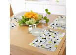 Abakuhaus Tovagliette Geometriche, Motivi Astratti A Triangoli E Rombi In Stile Mosaico, Stampa Illustrativa, Decorazione Da Tavola In Tessuto Resistente Ai Colori Per La Sala Da Pranzo E La Cucina, Giallo E Nero