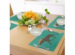 Abakuhaus Tovagliette Con Alce, Alce Con Corna - Immagine Famiglia Di Cervi Simpatica Creatura Dal Design Artistico, Tiscjdeco In Tessuto Resistente Al Lavaggio Per La Sala Da Pranzo E La Cucina, Verde Marrone