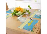Abakuhaus Tovagliette Sottovaso Giallo Sottomarino, Caricatura Sotto Il Mare Avventura Medusa Scrigno Del Tesoro Gabbiano Pesce, Tiscjdeco In Tessuto Resistente Al Colore Per La Sala Da Pranzo E La Cucina, Giallo Beige Blu