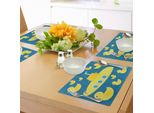 Tovagliette Abakuhaus Con Paperelle Da Bagno, Paperelle Che Nuotano Nel Mare Con Un Sottomarino Giallo, Stampa Festosa, Decorazione Da Tavola In Tessuto Resistente Ai Colori Per La Sala Da Pranzo E La Cucina, Blu Navy