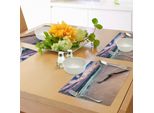 Tovagliette Abakuhaus In Legno Galleggiante, Tema Vista Mare Con Legno Galleggiante Su Spiaggia Deserta Al Tramonto - Immagine Digitale, Decorazione Da Tavola In Tessuto Resistente Al Lavaggio Per Sala Da Pranzo E Cucina, Color Sabbia-Albicocca