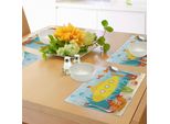 Abakuhaus Tovagliette Sottovaso Giallo Sottomarino, Tema Vita Marina Con Pesci Sottomarini E Stampa Illustrazione Granchio, Decorazione Da Tavola In Tessuto Resistente Al Lavaggio Per Sala Da Pranzo E Cucina, Azzurro Giallo