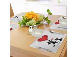 Abakuhaus Tovagliette Di San Valentino, Gattino Che Tiene Palloncini A Forma Di Cuore, Illustrazione Romantica A Tema Amore, Decorazione Da Tavola In Tessuto Resistente Al Lavaggio Per Sala Da Pranzo E Cucina, Rosso Cinabro Nero