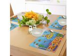 Abakuhaus Tovagliette Sottovaso Giallo Sottomarino, Tema Subacqueo Con Stampa Sottomarino, Cavalluccio Marino, Stella Marina E Pesci, Tiscjdeco In Tessuto Resistente Al Lavaggio Per Sala Da Pranzo E Cucina, Calendula E Acquamarina