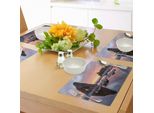 Abakuhaus Tovagliette In Legno Galleggiante, Tema Sole Con Cataste Di Legna E Legno Galleggiante Su Spiaggia Color Carminio - Immagine Digitale, Decorazione Da Tavola In Tessuto Resistente Al Lavaggio Per Sala Da Pranzo E Cucina, Arancione E Grigio