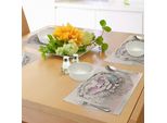 Tovagliette Abakuhaus, Magestic Lion Head Hipster Style Occhiali Tubi Stampa Schizzo, Tiscjdeco In Tessuto Resistente Al Lavaggio Per Sala Da Pranzo E Cucina, Azzurro Rosa Chiaro Beige Nero