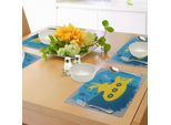 Abakuhaus Tovagliette Sottovaso Giallo Sottomarino, Illustrazione Di Una Bolla Sottomarina Sotto La Stampa Marina, Tiscjdeco In Tessuto Resistente Al Lavaggio Per La Sala Da Pranzo E La Cucina, Blu Petrolio E Senape